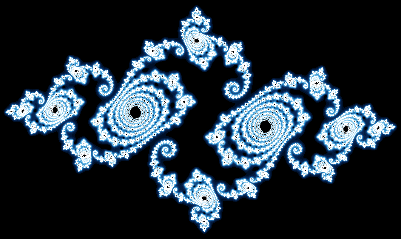 A Julia fractal drawn as a grid of coloured cells